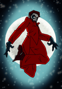 Cardinal Copia in front of a moon