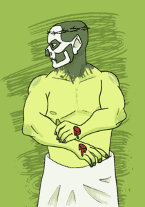 Papa Emeritus II wearing the crown of thorns with holes in his hands