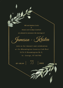An invitation to the wedding of James and Kristen Curtis